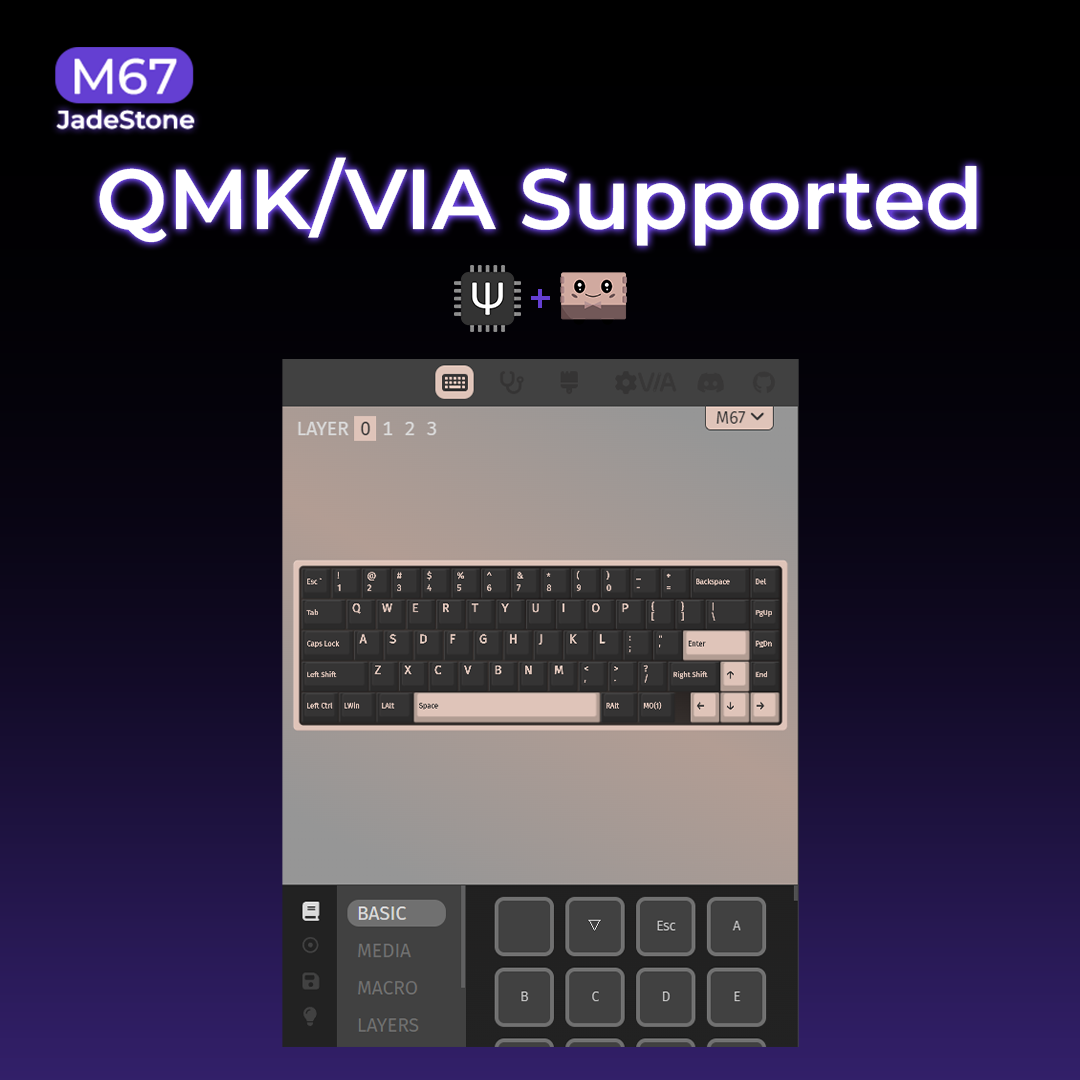 XVX M67 JadeStone Interstellar Black Tri-Mode RGB Lit Mechanical Keyboard (choose wired or wireless) (2 color options)