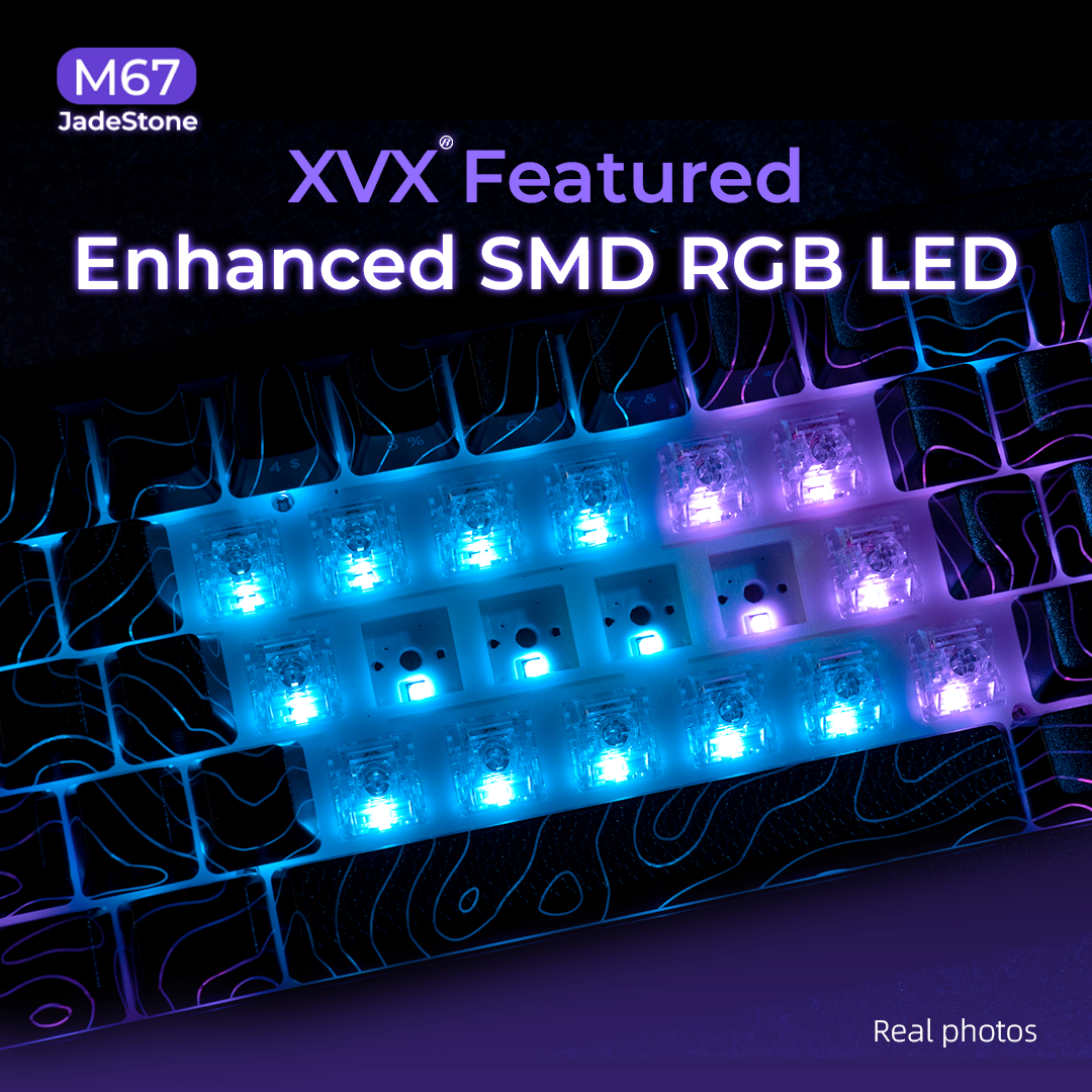 XVX M67 JadeStone Interstellar Black Tri-Mode RGB Lit Mechanical Keyboard (choose wired or wireless) (2 color options)