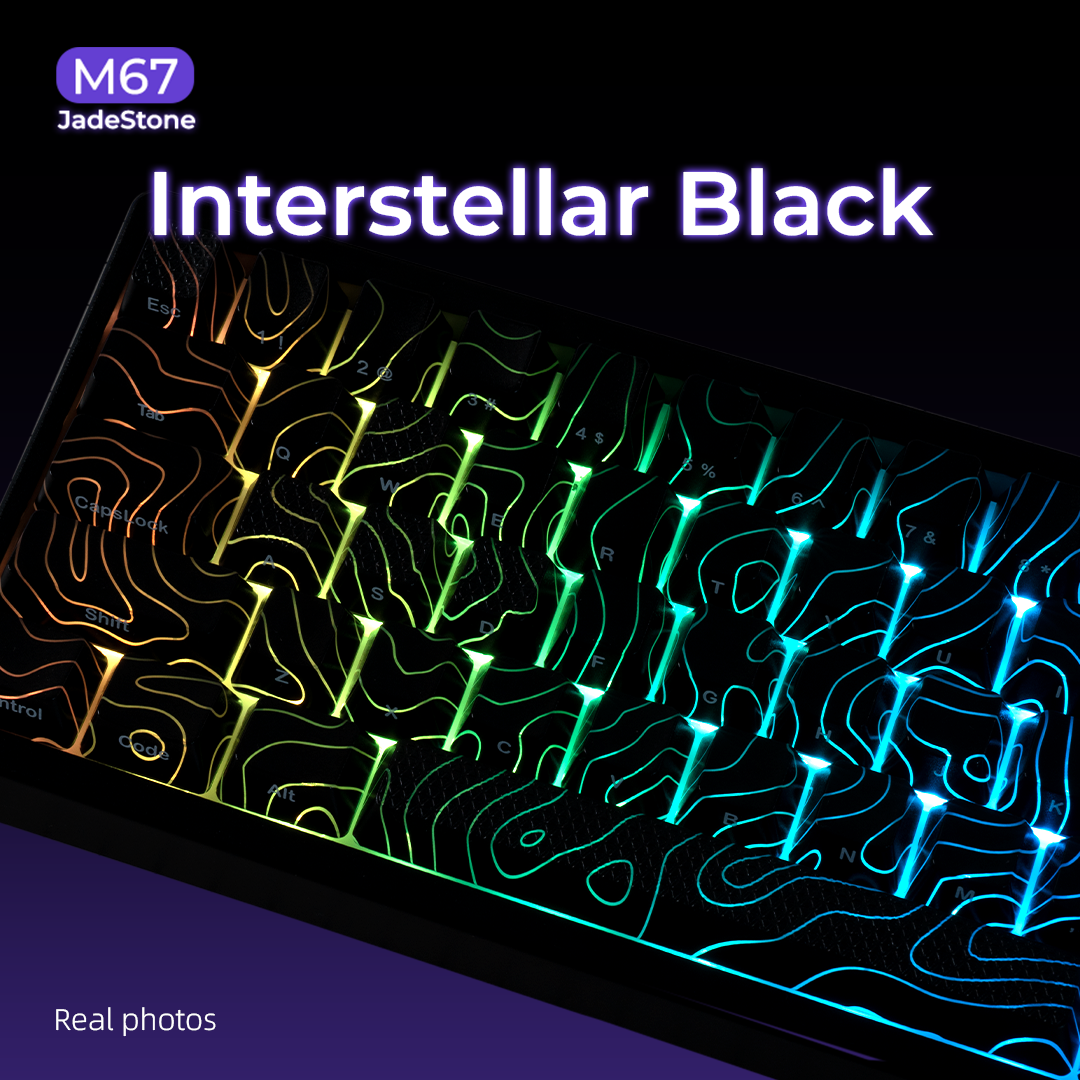 XVX M67 JadeStone Interstellar Black Tri-Mode RGB Lit Mechanical Keyboard (choose wired or wireless) (2 color options)