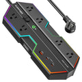 4000J Gaming Power Strip w/ Surge Protector + USB-C Fast Charge, 6 Wide-Spaced Outlets, RGB Lighting, 6ft Cord