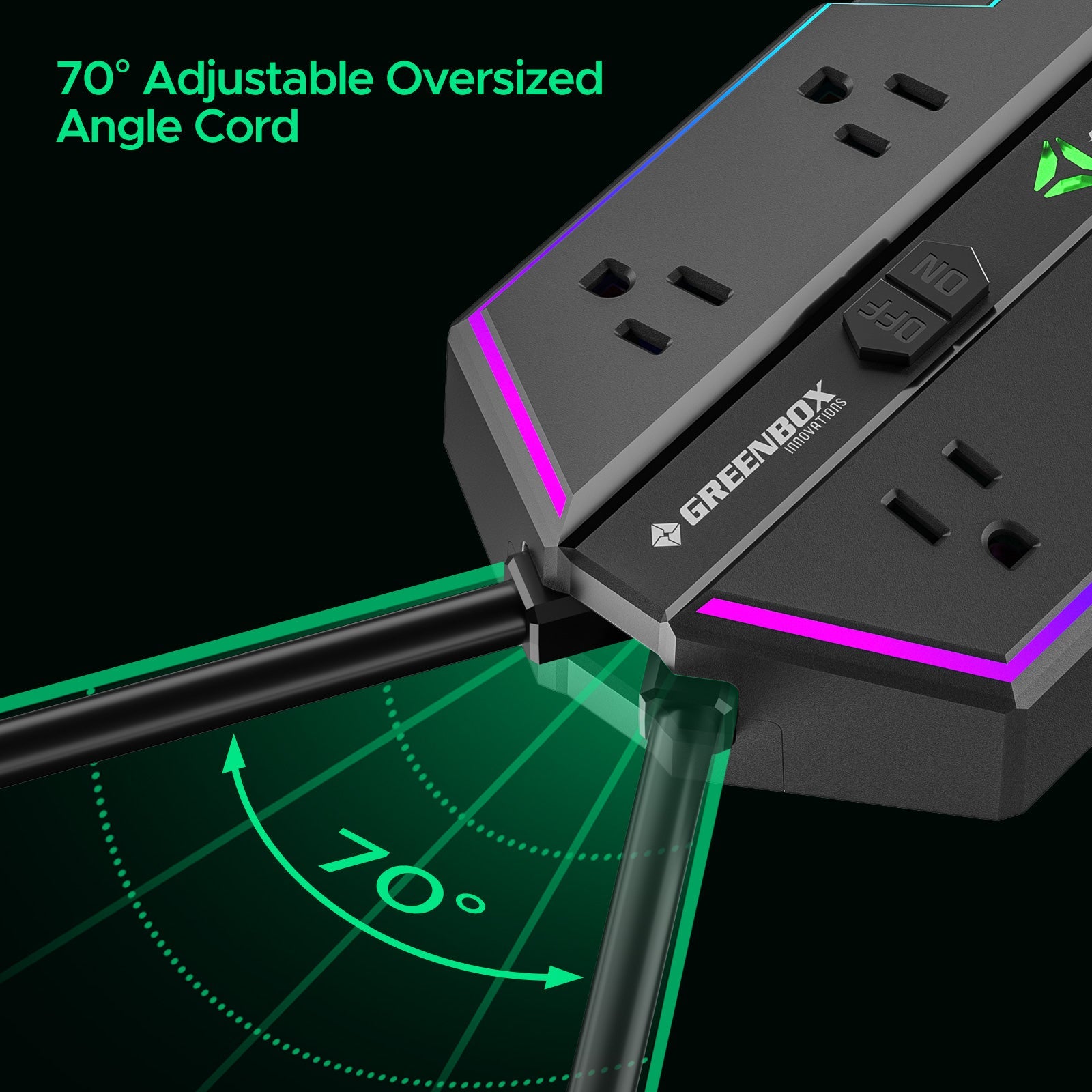 4000J Gaming Power Strip w/ Surge Protector + USB-C Fast Charge, 6 Wide-Spaced Outlets, RGB Lighting, 6ft Cord