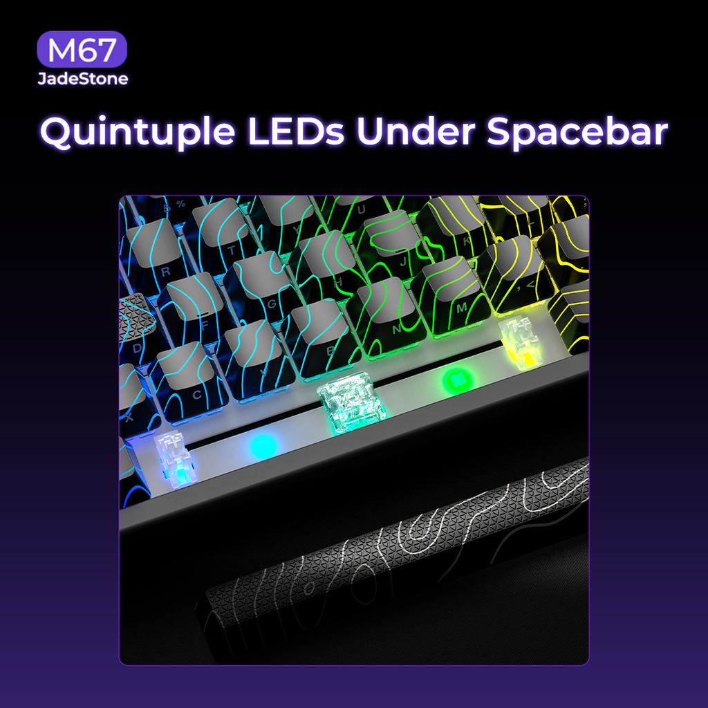 XVX M67 JadeStone Interstellar Black Tri-Mode RGB Lit Mechanical Keyboard (choose wired or wireless) (2 color options)
