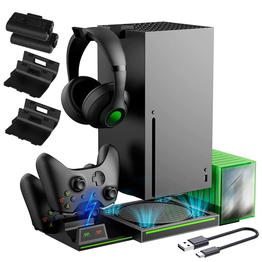 All-In-1 Dual Controller Charging Dock + Base for Xbox Series X|S w/ Simplified Game Case Storage