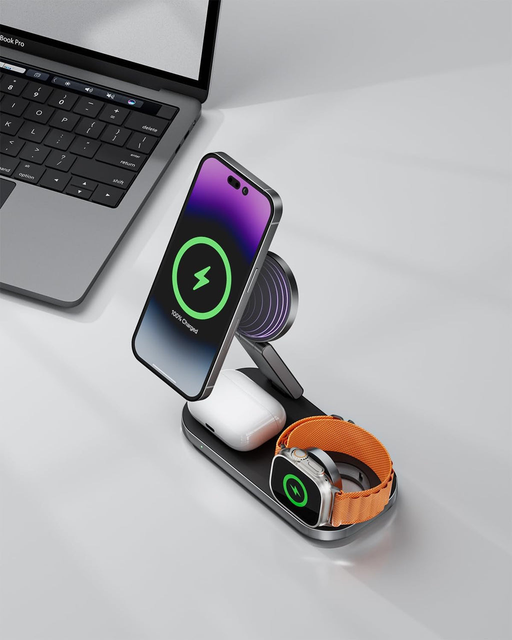 3-In-1 Charging Station for Apple Devices, Qi2 25W Certified, Magnetic, Wireless, Foldable & Fast Charger Stand