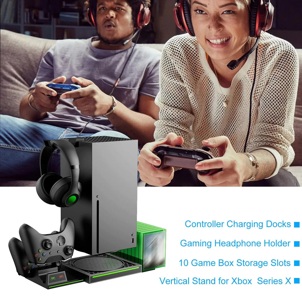 All-In-1 Dual Controller Charging Dock + Base for Xbox Series X|S w/ Simplified Game Case Storage