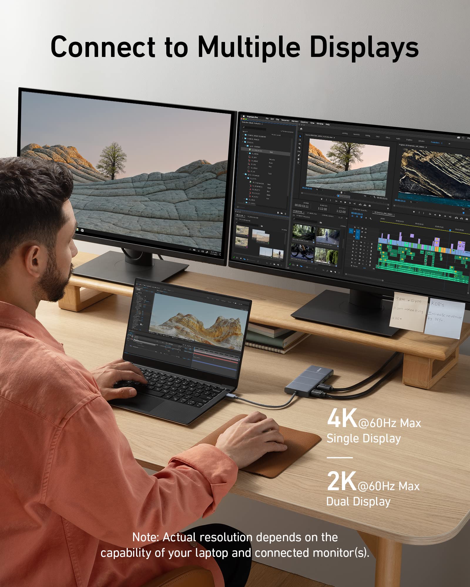 Anker - HDMI Data Transfer + Device Charging Capability w/ 11 Ports (including USB-C, USB-A, SD, Micro SD & more) for maximum device compatibility