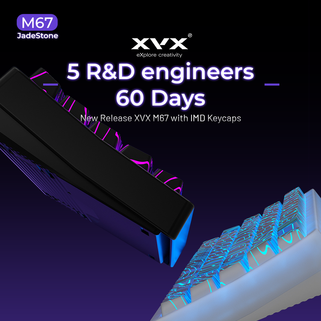 XVX M67 JadeStone Interstellar Black Tri-Mode RGB Lit Mechanical Keyboard (choose wired or wireless) (2 color options)