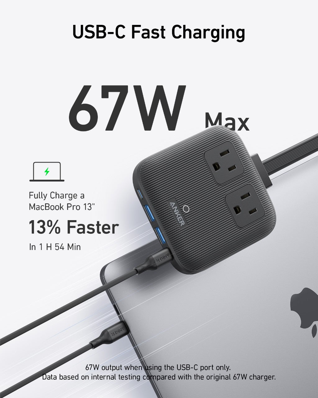 Anker - Eco-Friendly, Slim Wall Plug-In Nano Charging Power Strip Station w/ 2 USB-C + 2 USB-A charging ports w/ 67W power (3 color options)