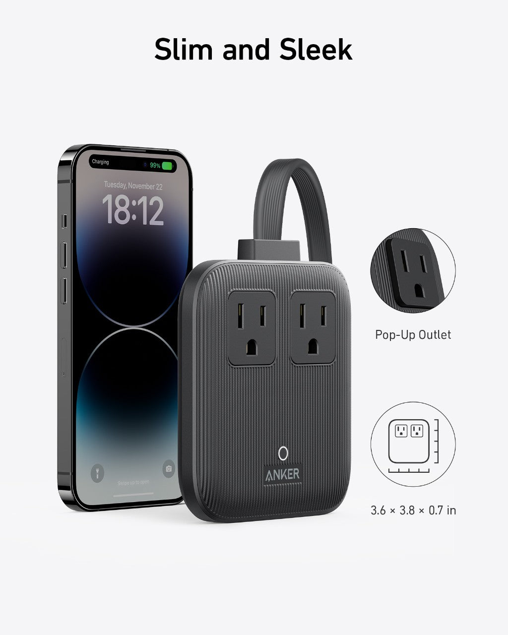 Anker - Eco-Friendly, Slim Wall Plug-In Nano Charging Power Strip Station w/ 2 USB-C + 2 USB-A charging ports w/ 67W power (3 color options)
