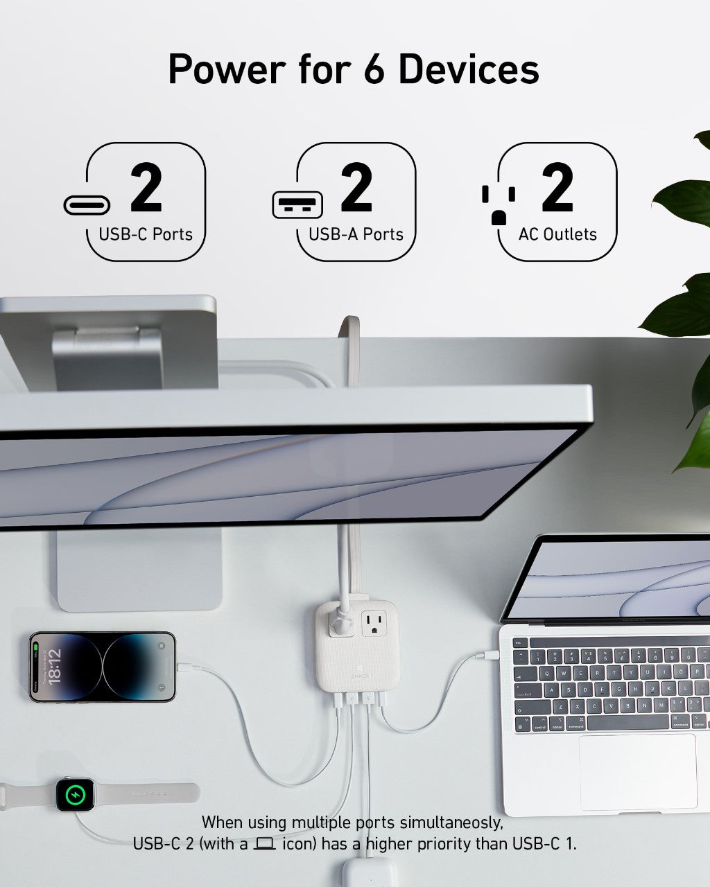 Anker - Eco-Friendly, Slim Wall Plug-In Nano Charging Power Strip Station w/ 2 USB-C + 2 USB-A charging ports w/ 67W power (3 color options)