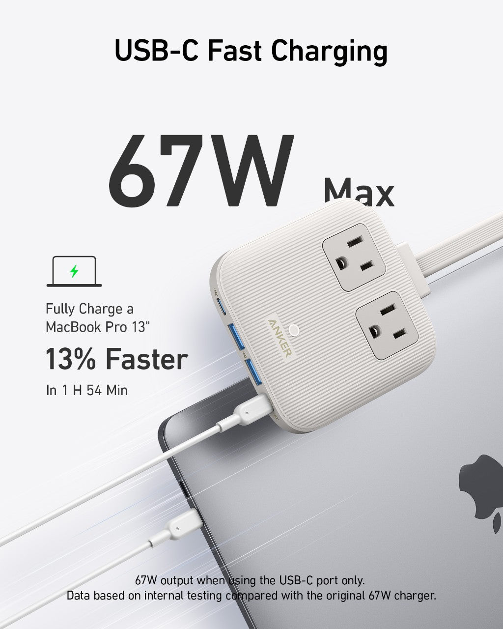 Anker - Eco-Friendly, Slim Wall Plug-In Nano Charging Power Strip Station w/ 2 USB-C + 2 USB-A charging ports w/ 67W power (3 color options)