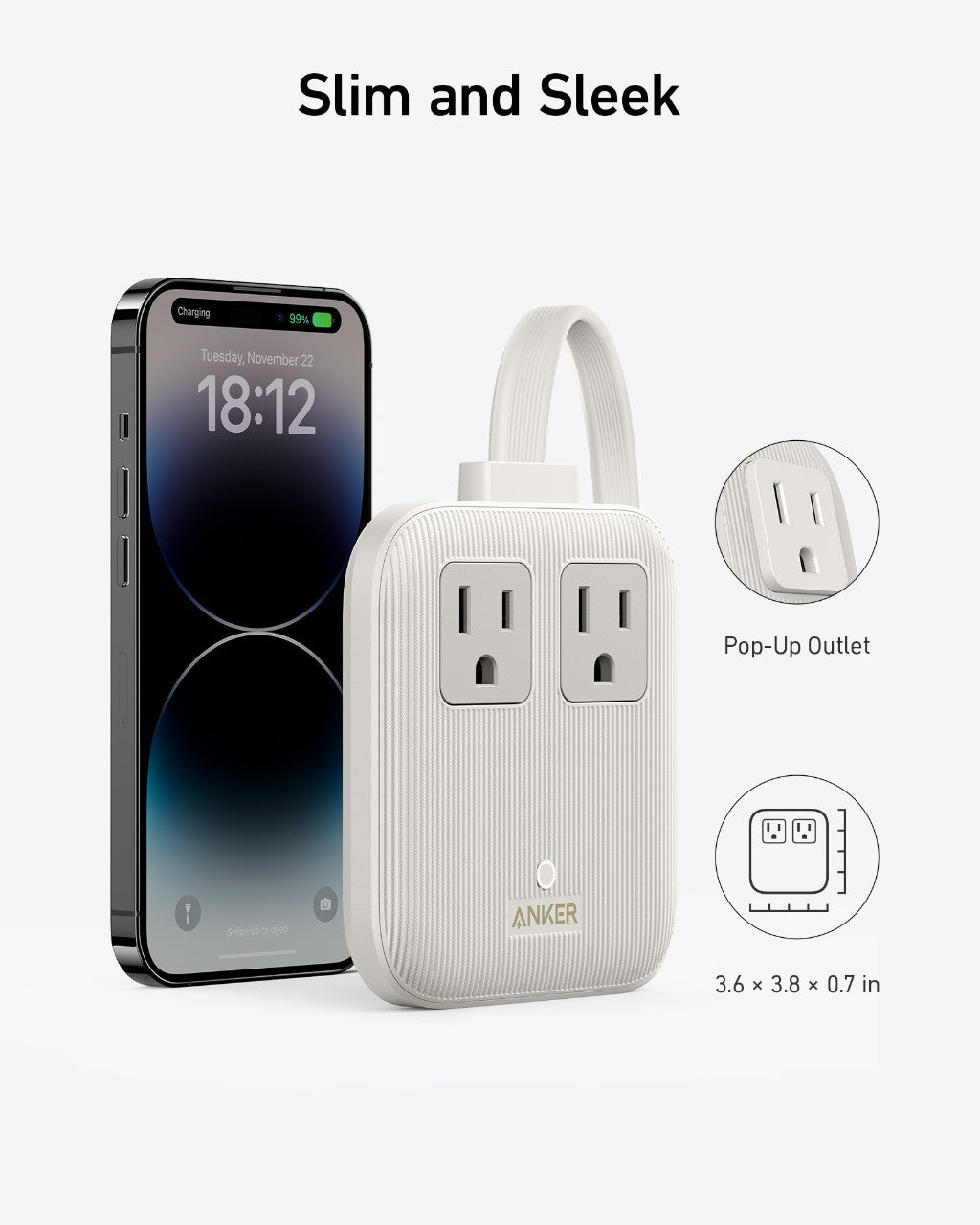 Anker - Eco-Friendly, Slim Wall Plug-In Nano Charging Power Strip Station w/ 2 USB-C + 2 USB-A charging ports w/ 67W power (3 color options)