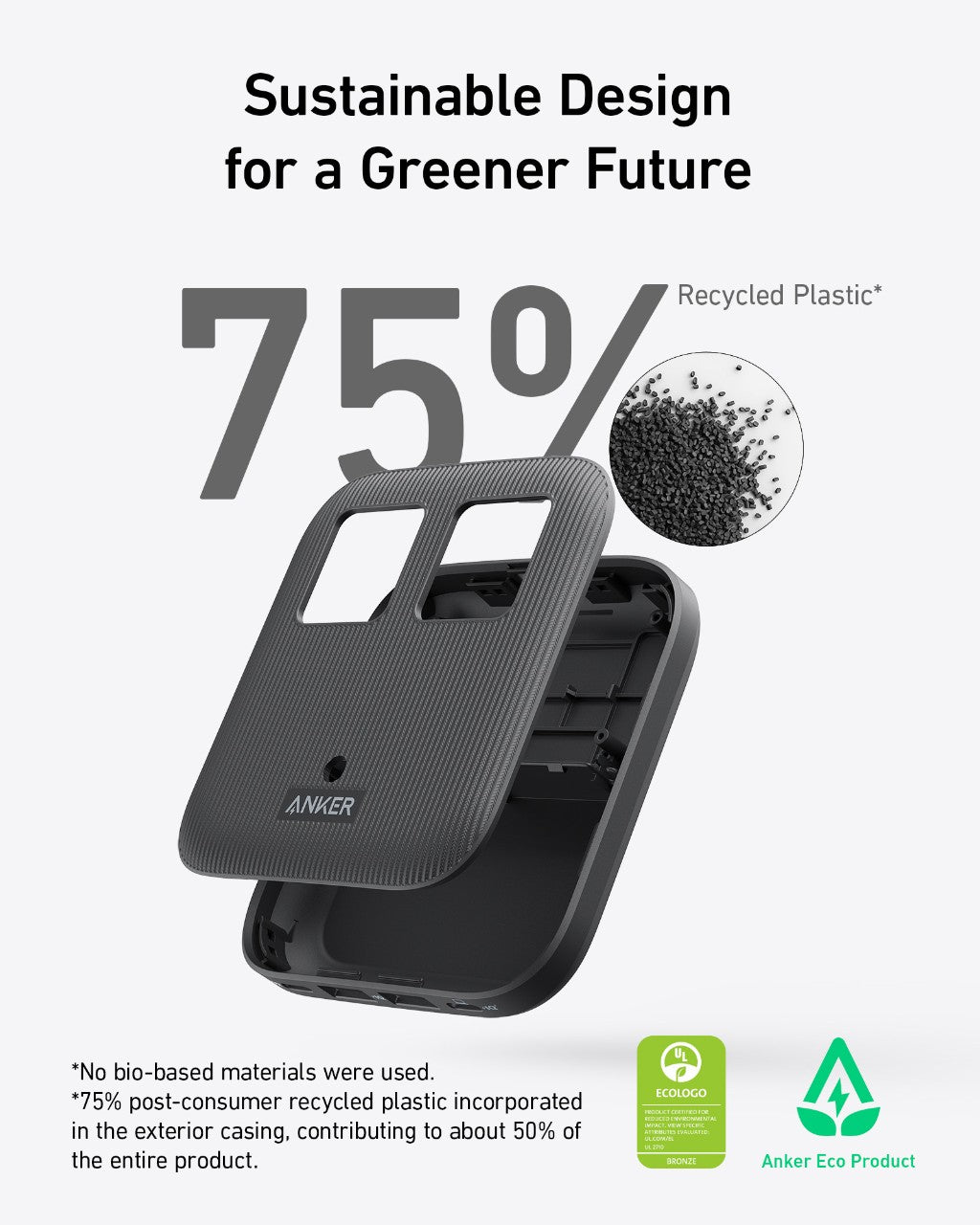 Anker - Eco-Friendly, Slim Wall Plug-In Nano Charging Power Strip Station w/ 2 USB-C + 2 USB-A charging ports w/ 67W power (3 color options)