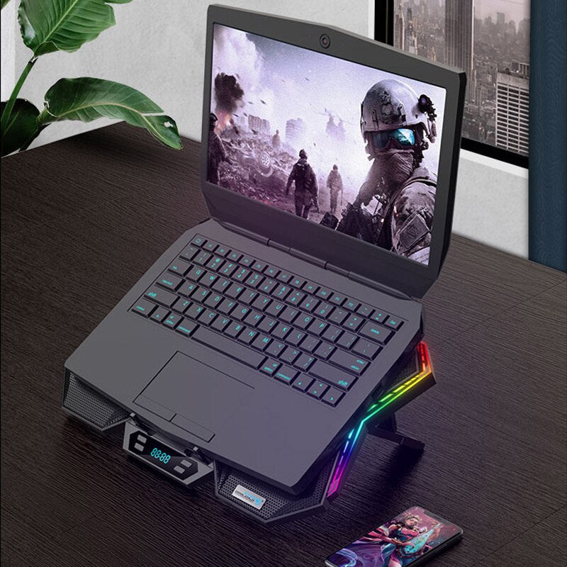 Gaming Laptop Cooling Pad/Stand w/ 6 Fans + 2 USB Ports & RGB Lighting for 12-17 inch Laptops