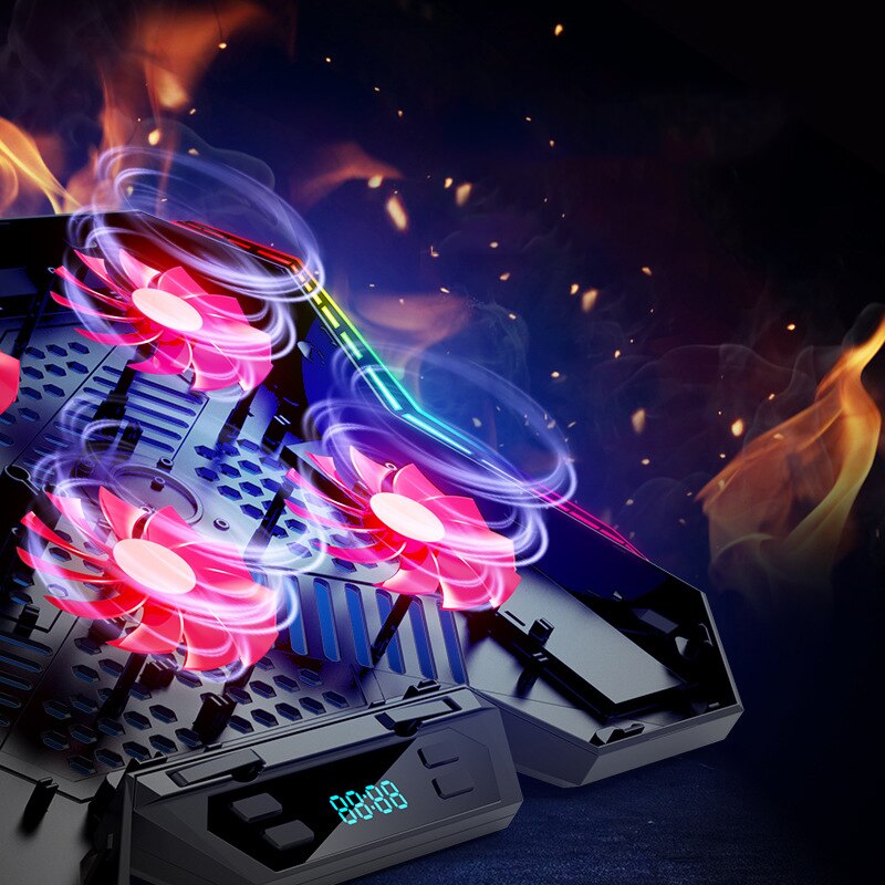 Gaming Laptop Cooling Pad/Stand w/ 6 Fans + 2 USB Ports & RGB Lighting for 12-17 inch Laptops