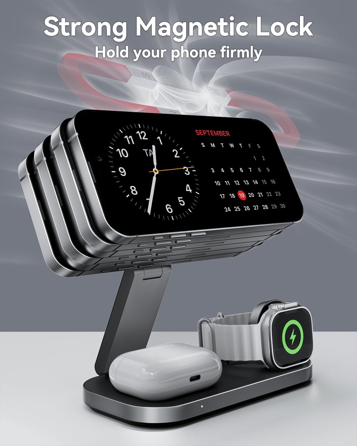 3-In-1 Charging Station for Apple Devices, Qi2 25W Certified, Magnetic, Wireless, Foldable & Fast Charger Stand