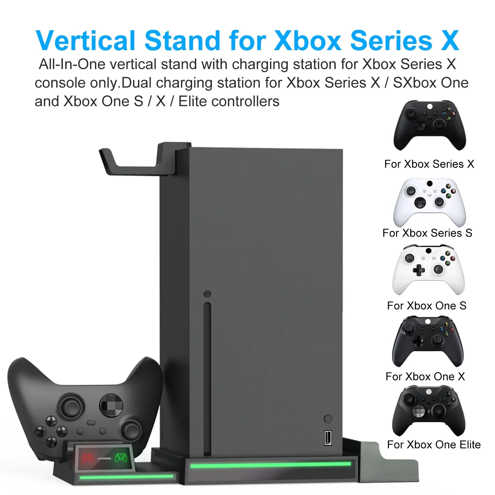 All-In-1 Dual Controller Charging Dock + Base for Xbox Series X|S w/ Simplified Game Case Storage