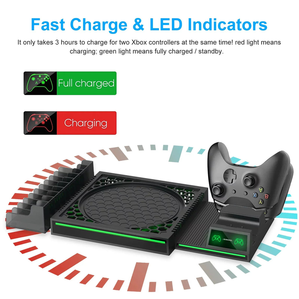 All-In-1 Dual Controller Charging Dock + Base for Xbox Series X|S w/ Simplified Game Case Storage